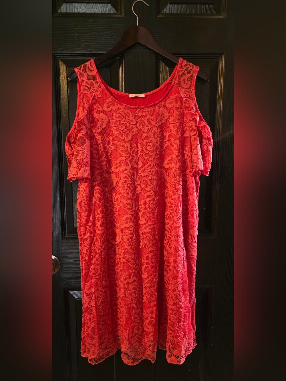Women’s Red Lace Cold-Shoulder Dress